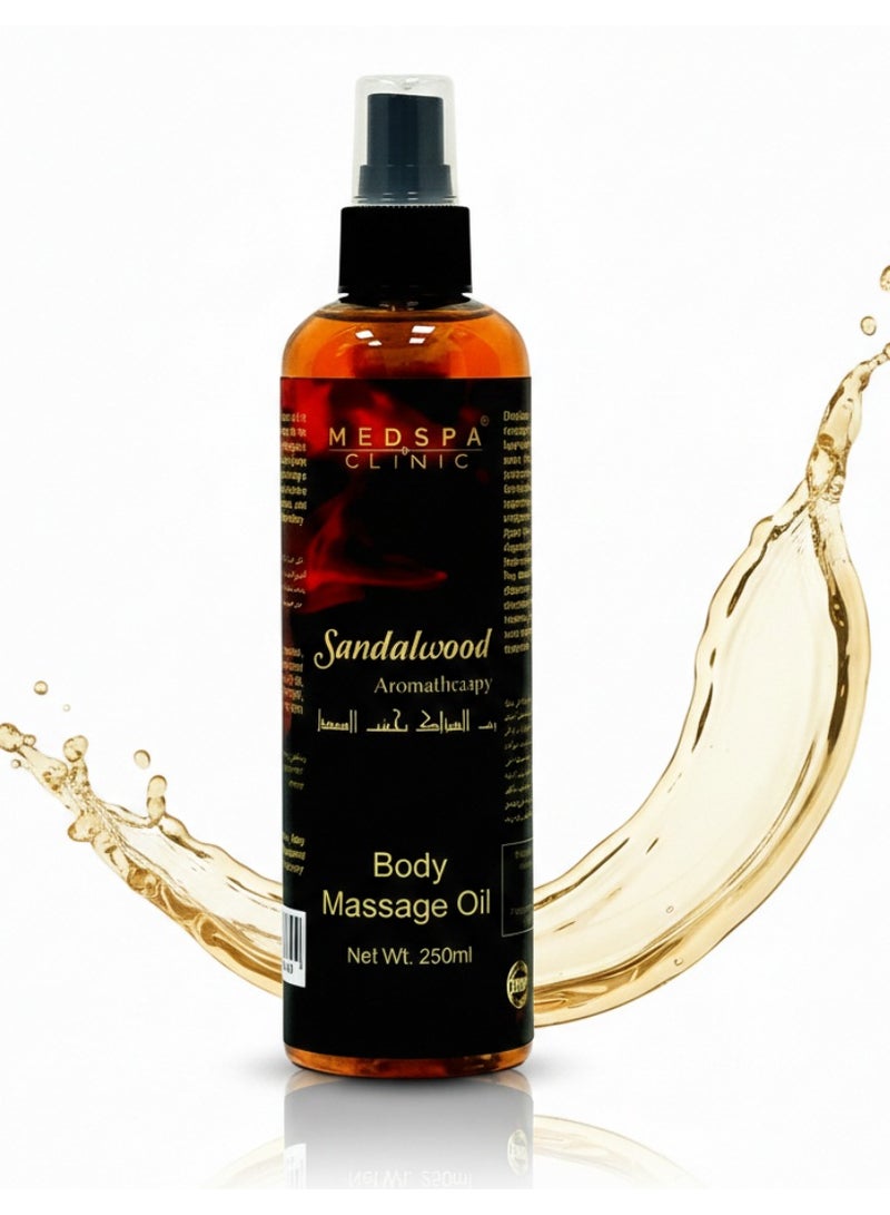 MEDSPACLINIC Sandalwood Massage Oil 250ml - Aromatherapy Blend for Relaxation and Deep Tissue Massage. - Image 1